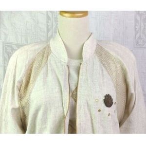 Vintage 80s Seashell Gold Linen Pant Suit